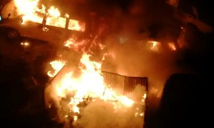 Car Fire Sets Off Car Alarms