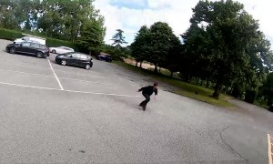 Guy Attempts Steep Ramp on Roller Blades