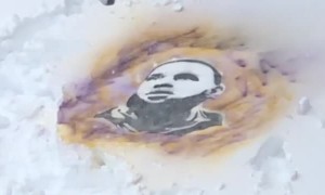 Amazingly realistic painting of LeBron James on the snow