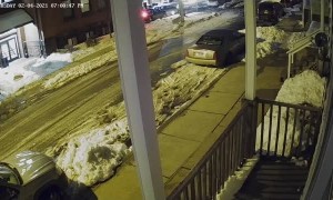 Icy Roads Send Car off Course