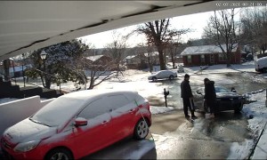 Woman Slips While Defrosting Icy Driveway