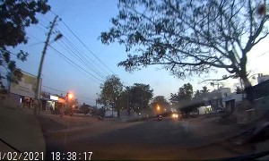 Rider Has A Close Shave with Lorry