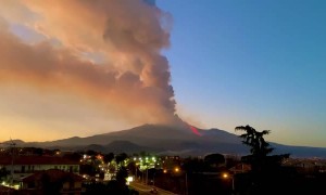 Mount Etna Erupts Streams of Lava