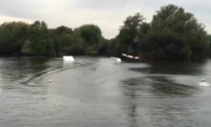 Making a Friend Fly While Wakeboarding