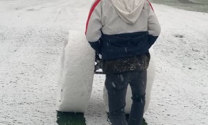 Snowstorm While Golfing Equals Large Snow Wheels