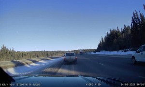 Truck Does Accidental 360 on Icy Highway