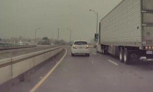 Speeding Car Smashes Mirror Weaving Through Traffic
