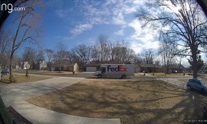Delivery Man Stops to Pray at Virgin Mary Statue