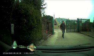 Car Rolls Away from Guy Getting Gate