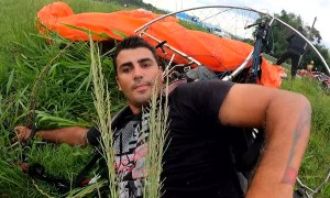 Paraglider Crashes into High Tension Wire