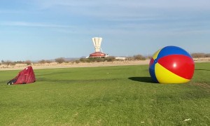 Skydiver Slams Into Giant Beach Ball
