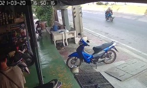 Truck Rolls Under Awning in Thailand