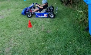 Go-Kart Drifts on  Grass