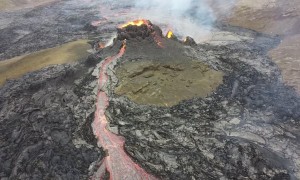 Lava Explodes From Volcano in Iceland