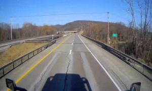 Semi Driver Has Close Call with Deer Crossing Highway