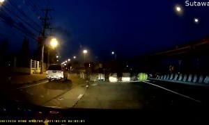 Truck Tips Hay Bales onto Passing Car