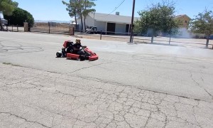 Crazy Go-Kart Driver Spinning Donuts