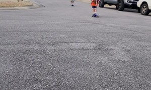 Siblings Speed and Spill on Scooters