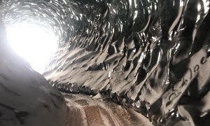 Exploring a Beautiful Naturally Crafted Ice Tunnel
