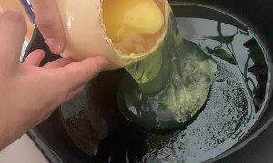 Ostrich Egg in A Pan