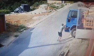 Gas Truck Starts Rolling Without Driver