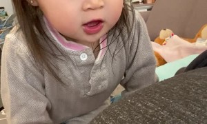 Little Girl Reacts to Baby Brother's Kick in Mom's Tummy