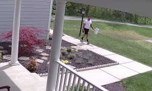 Amazon Driver Hopscotches During Delivery