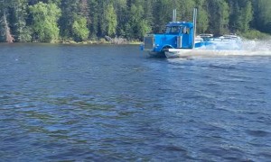 Boat That Looks Like Semi Speeds By