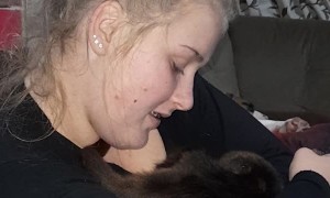 Rescued Baby Monkey Gives Human Caregiver Cuddles