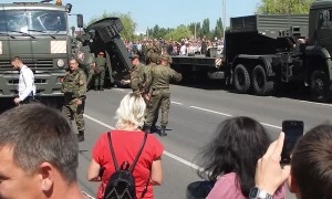 T-34 Tank Falls off Truck During Parade