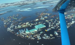 Flying Over a Flooded Alaskan Town