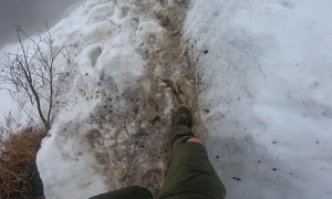 Marathon Slide Down Snowy Mountain