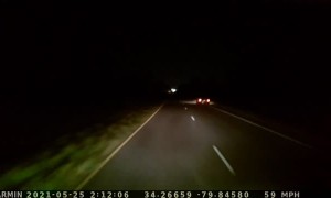 Driver Dodges Pedestrian With Loaded Tanker on Dark Highway