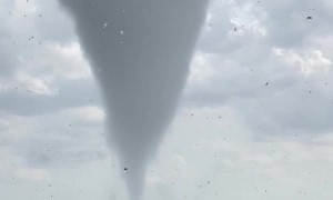Beautiful Tornado Whirls Through Hillside