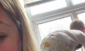 Parent on Toilet Interrupted by Kiddo Climbing Windowsill