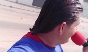 Costumed Hero Stands Up to Bus