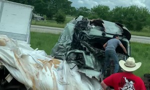Truck Collision Scatters Debris Along Highway