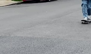 Speed Skateboarding with Fire Extinguisher