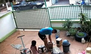 Stool Swap Makes Dad Fall