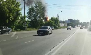 Road View of Gas Explosion in Novosibirsk, Russia