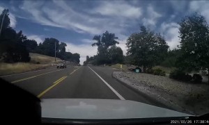 Car Drifts into Other Lane Causing a Roll Over