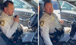 Retiring Police Officer receives touching message from his son during final sign-off