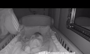 Loving big brother caught on camera taking care of baby sister 