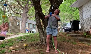 Uncle Acts as Zipline Test Dummy