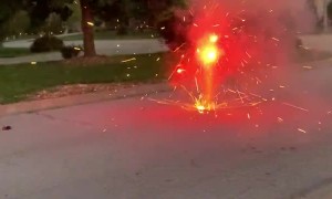 Baby Disapproves of Firework Fountain