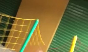 Woman Bounces Off Trampoline