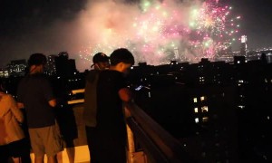 Fireworks Explode Right by Rooftop Viewers