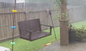 Hurricane Winds Send Trampolines Soaring