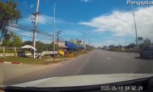 Blown Tire Leads to Lumber Truck Tip Over