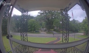 Mailman Salutes United States Flag After Making Delivery